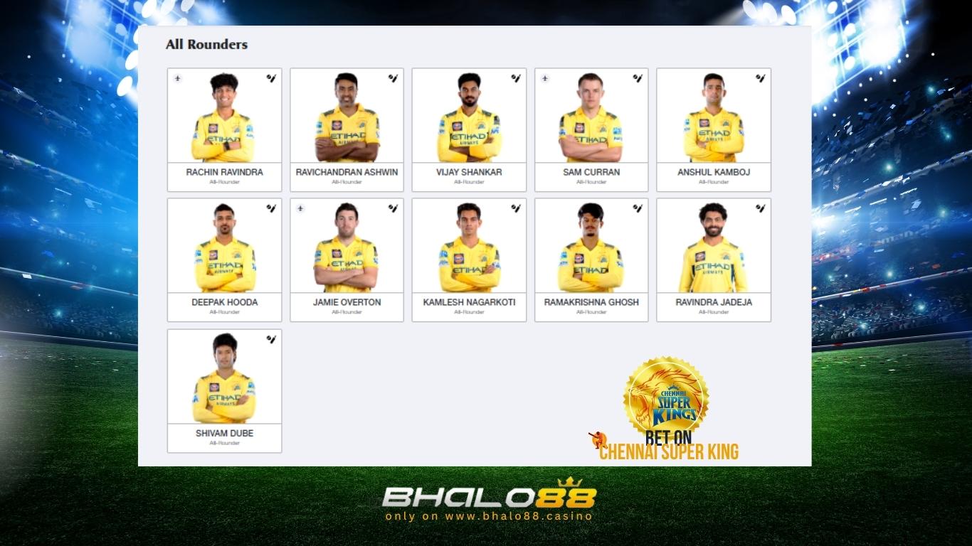 Chennai Super Kings All Rounders on Bhalo88