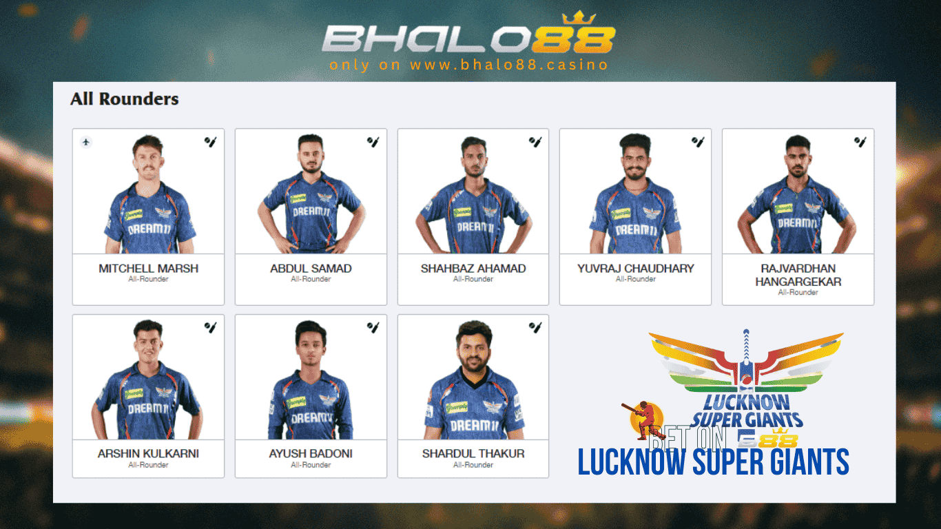 Lucknow Super Giants All Rounders on Bhalo88