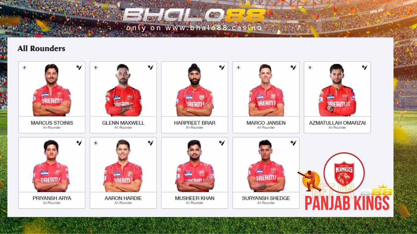 Punjab Kings ALLROUNDERS on Bhalo88