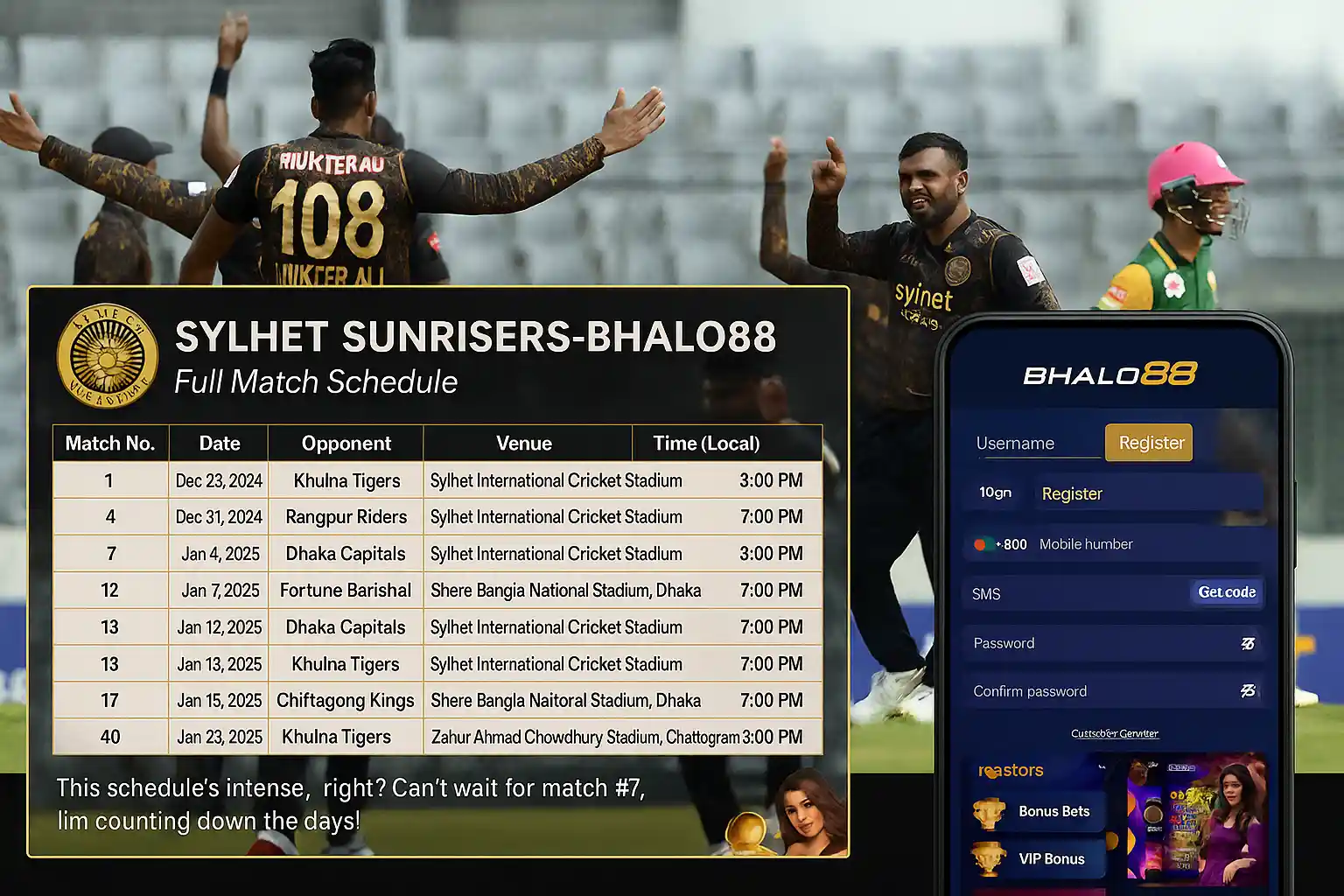 Sylhet Sunrisers Cricket Team-Bhalo88:সিলেট সানরাইজার্স ভালো৮৮ – বিপিএল ২০২৫ ওভারভিউ